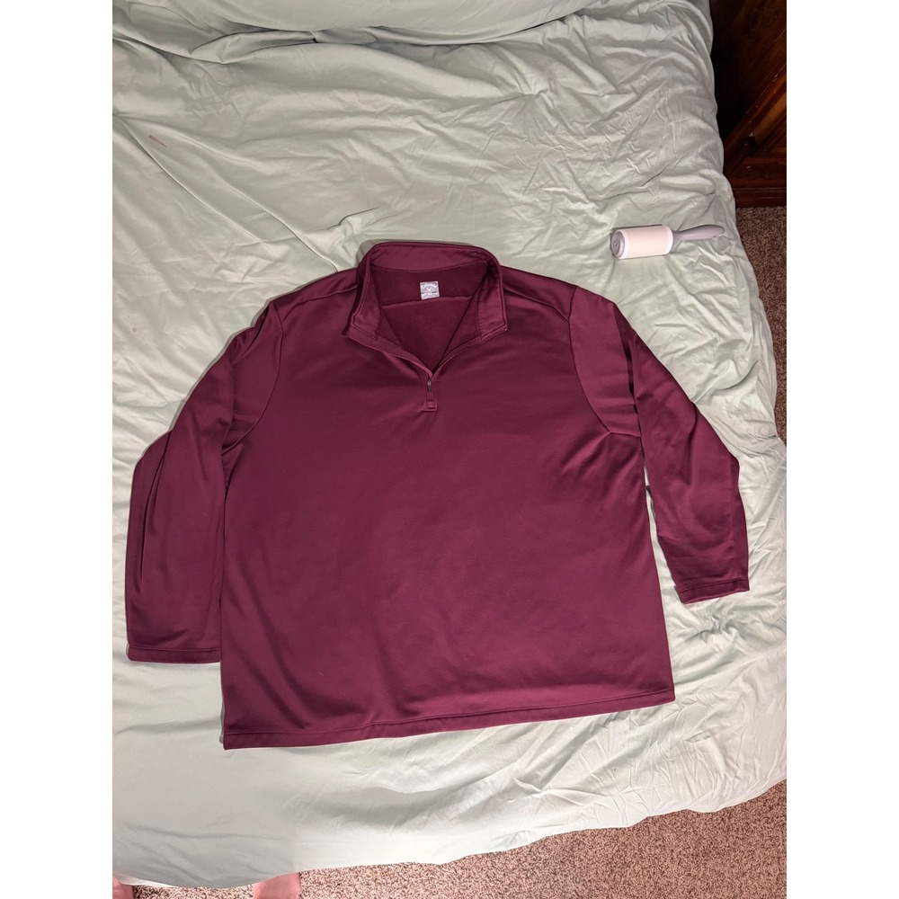 Callaway Mens 3XLT Quarter Zip Golf Pullover Burgundy Maroon Fleece Mock Neck